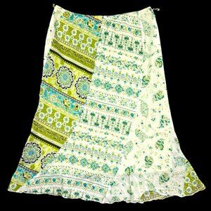 Y2K Boho IZ Byer Floral Patchwork Midi Skirt